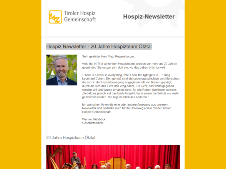 Screenshot Hospiz Newsletter