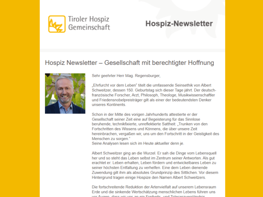 Screenshot Jänner Newsletter